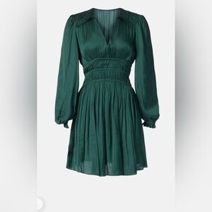 Maje Silk Deep Green Long Sleeve Dress
